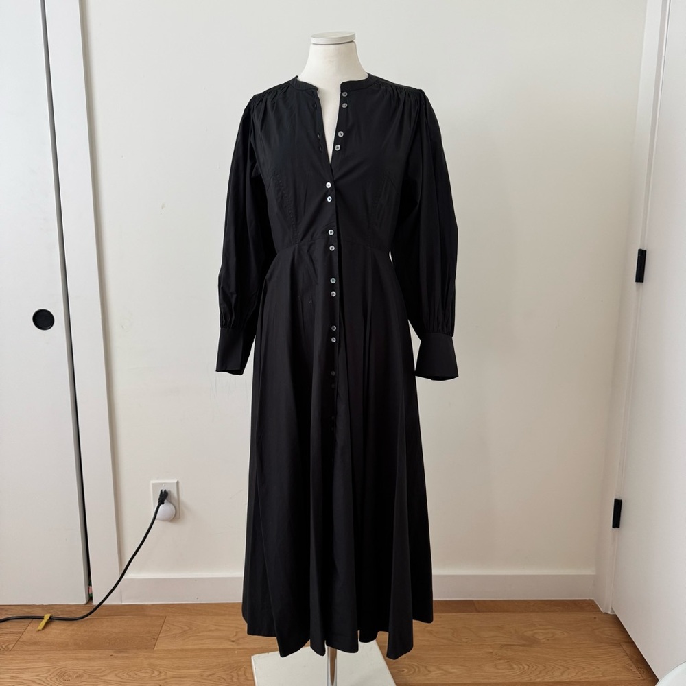 Doen Black Long Sleeve Button-Front Maxi Dress